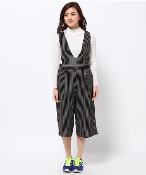 CIAOPANIC（チャオパニック）の「【Ciaopanic】ストライプサロペット（サロペット/オーバーオール・レディース・ホワイト/ネイビー/ブラック・FREE）」の4枚目の写真