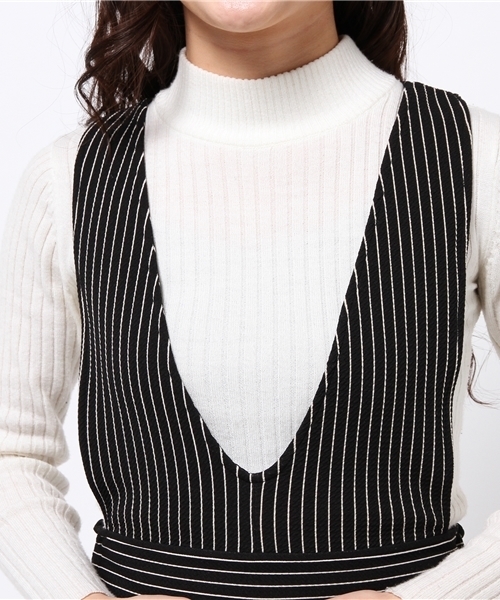 CIAOPANIC（チャオパニック）の「【Ciaopanic】ストライプサロペット（サロペット/オーバーオール・レディース・ホワイト/ネイビー/ブラック・FREE）」の7枚目の写真