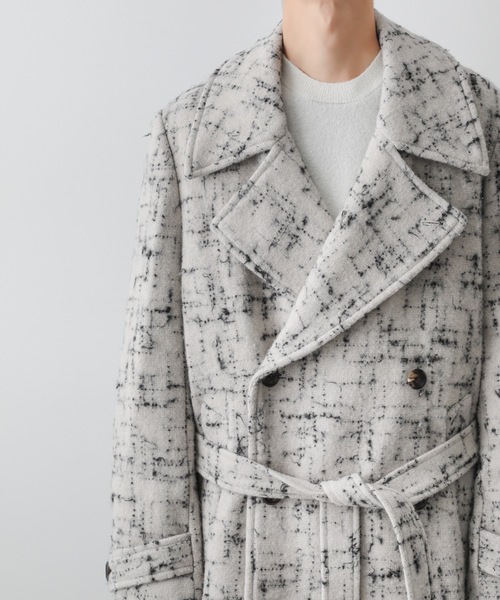 ATTACHMENT（アタッチメント）の「ジャカードツイード ダブルブレステッドコート / SPLASHED TWEED DOUBLE BREASTED COAT（テーラードジャケット・メンズ・ブラック/オフホワイト・1/2）」の20枚目の写真