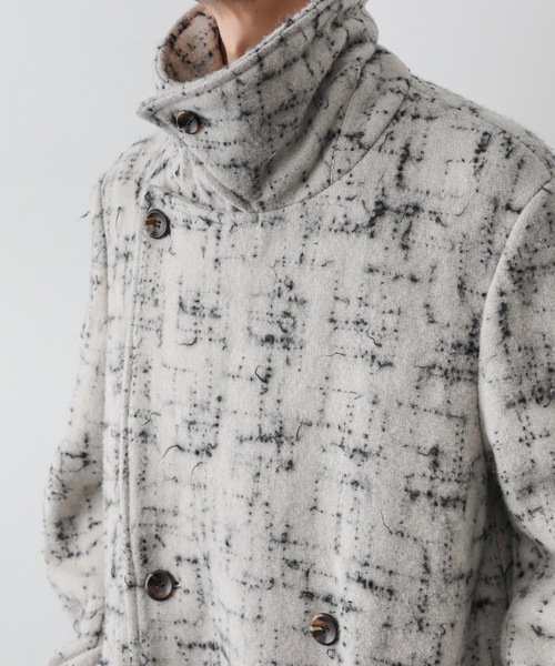 ATTACHMENT（アタッチメント）の「ジャカードツイード ダブルブレステッドコート / SPLASHED TWEED DOUBLE BREASTED COAT（テーラードジャケット・メンズ・ブラック/オフホワイト・1/2）」の22枚目の写真