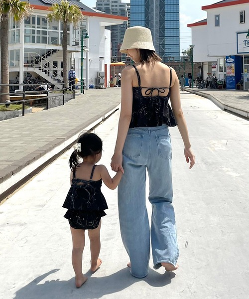 Chico(チコ)の「【水着/ショーツ】Kids ハイウエストシャーリングショーツ(水着・キッズ・ホワイト/ブラック系その他2/ホワイト系その他2/ブラック・130/110)」の7枚目の写真