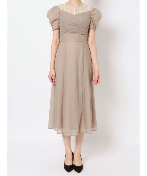 LAGUNAMOON（ラグナムーン）の「LADYレイヤードカシュクールワンピース（ドレス・レディース・ブラック/ベージュ・SMALL/MEDIUM）」の3枚目の写真