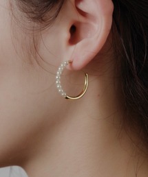 YU-KA : パール&メタル ハーフフープピアス