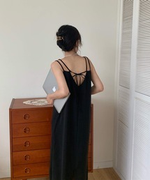 shopnikoniko | バックリボン 細ストラップ キャミワンピ ロング丈(ワンピース)