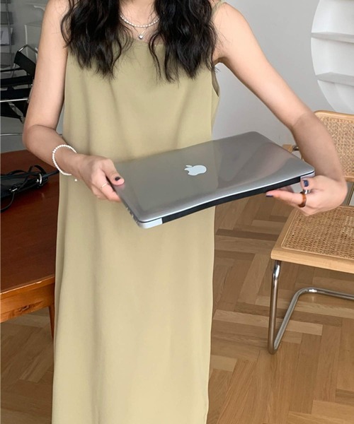 shopnikoniko(ショップニコニコ)の「バックリボン 細ストラップ キャミワンピ ロング丈(ワンピース・レディース・ベージュ/ブラック・フリー)」の9枚目の写真