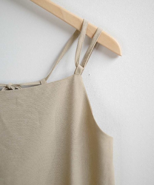 shopnikoniko(ショップニコニコ)の「バックリボン 細ストラップ キャミワンピ ロング丈(ワンピース・レディース・ベージュ/ブラック・フリー)」の15枚目の写真