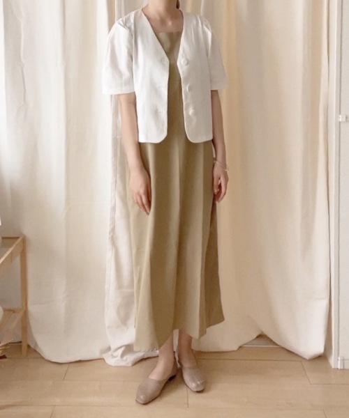 shopnikoniko(ショップニコニコ)の「バックリボン 細ストラップ キャミワンピ ロング丈(ワンピース・レディース・ベージュ/ブラック・フリー)」の21枚目の写真