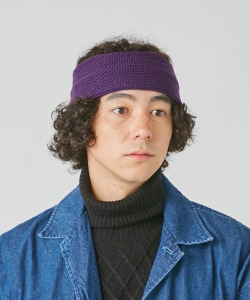 OVERRIDE（オーバーライド）の「OVERRIDE  STRIPE HEADBAND WOOL BLEND（ヘアバンド・メンズ・イエロー/ブラック/グリーン/ワイン・57~59cm）」の4枚目の写真