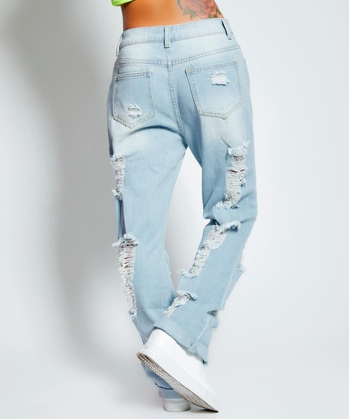 babyShoop（ベイビーシュープ）の「ハードクラッシュデニムワイドパンツ（デニムパンツ・レディース・ブルー・SMALL/LARGE/MEDIUM）」の6枚目の写真