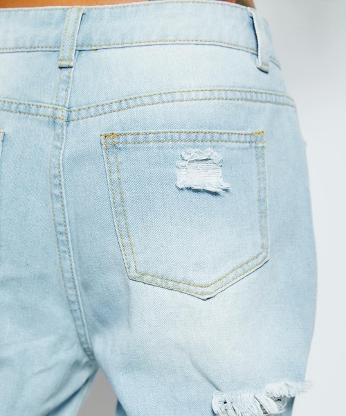 babyShoop（ベイビーシュープ）の「ハードクラッシュデニムワイドパンツ（デニムパンツ・レディース・ブルー・SMALL/LARGE/MEDIUM）」の11枚目の写真