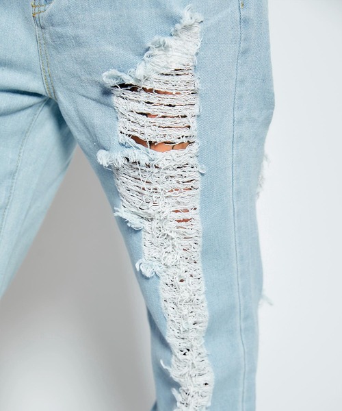 babyShoop（ベイビーシュープ）の「ハードクラッシュデニムワイドパンツ（デニムパンツ・レディース・ブルー・SMALL/LARGE/MEDIUM）」の10枚目の写真