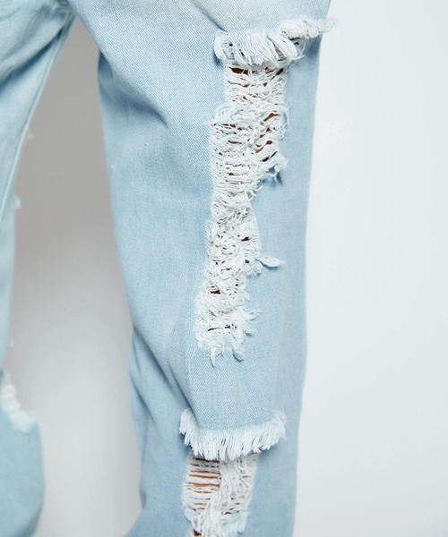 babyShoop（ベイビーシュープ）の「ハードクラッシュデニムワイドパンツ（デニムパンツ・レディース・ブルー・SMALL/LARGE/MEDIUM）」の8枚目の写真