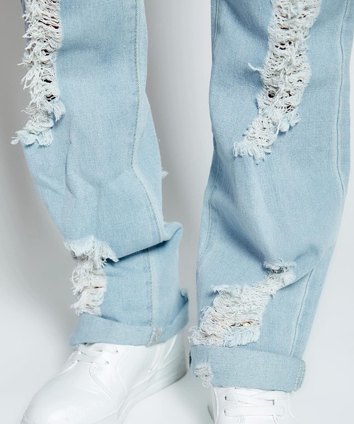 babyShoop（ベイビーシュープ）の「ハードクラッシュデニムワイドパンツ（デニムパンツ・レディース・ブルー・SMALL/LARGE/MEDIUM）」の5枚目の写真