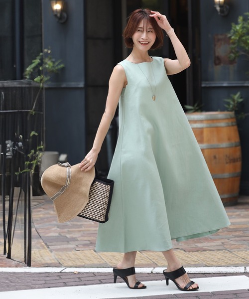 Ehre style(エーレスタイル)の「夏の大人贅沢ワンピース ロング丈(ワンピース・レディース・ネイビー/キナリ/レッド/ブルー系その他/グレー系その他/ブラック/ベージュ/ブルーグリーン・FREE/M/L/S)」の19枚目の写真