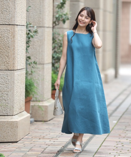 Ehre style(エーレスタイル)の「夏の大人贅沢ワンピース ロング丈(ワンピース・レディース・ネイビー/キナリ/レッド/ブルー系その他/グレー系その他/ブラック/ベージュ/ブルーグリーン・FREE/M/L/S)」の9枚目の写真