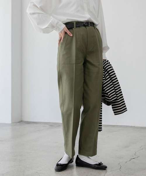 BONLECILL（ボンルシール）の「【セットアップ対応】ハイウエストセンタープレスベイカーパンツ（その他パンツ・レディース・ブラック/ベージュ/カーキ/アイボリー・S/M/L）」の16枚目の写真