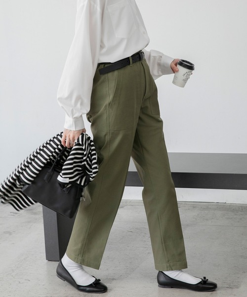 BONLECILL（ボンルシール）の「【セットアップ対応】ハイウエストセンタープレスベイカーパンツ（その他パンツ・レディース・ブラック/ベージュ/カーキ/アイボリー・S/M/L）」の18枚目の写真