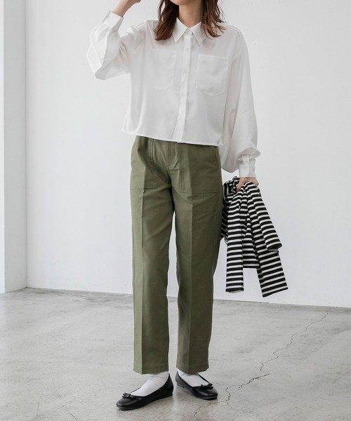 BONLECILL（ボンルシール）の「【セットアップ対応】ハイウエストセンタープレスベイカーパンツ（その他パンツ・レディース・ブラック/ベージュ/カーキ/アイボリー・S/M/L）」の19枚目の写真