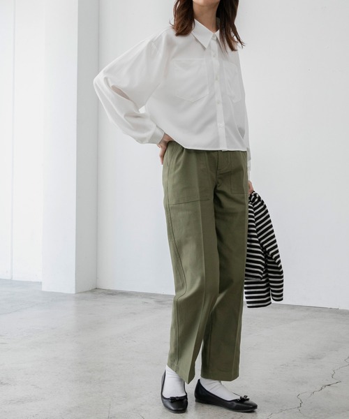 BONLECILL（ボンルシール）の「【セットアップ対応】ハイウエストセンタープレスベイカーパンツ（その他パンツ・レディース・ブラック/ベージュ/カーキ/アイボリー・S/M/L）」の20枚目の写真