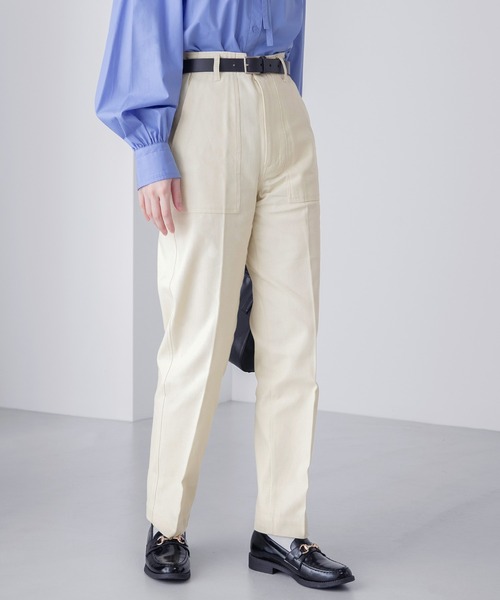 BONLECILL（ボンルシール）の「【セットアップ対応】ハイウエストセンタープレスベイカーパンツ（その他パンツ・レディース・ブラック/ベージュ/カーキ/アイボリー・S/M/L）」の5枚目の写真