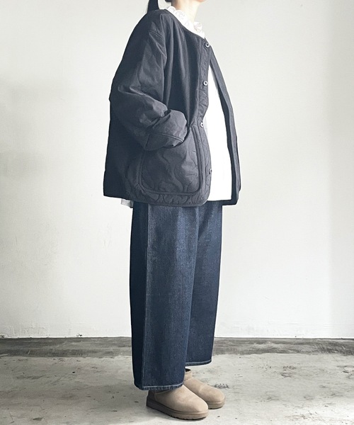 COMMON WARE（コモンウェアー）の「COMMONWARE:N/C RIPSTOP QUILTING LINER BLOUSON/NCリップストップ瓢箪キルトライナーブルゾン（ミリタリージャケット・レディース・ベージュ/ブラック/カーキ・L/XL/M）」の7枚目の写真