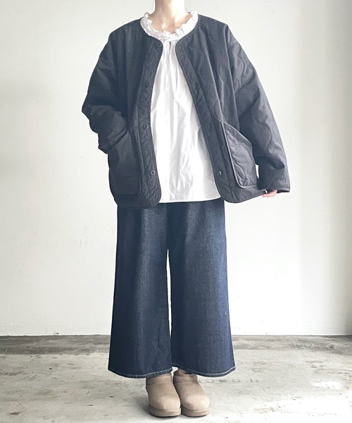 COMMON WARE（コモンウェアー）の「COMMONWARE:N/C RIPSTOP QUILTING LINER BLOUSON/NCリップストップ瓢箪キルトライナーブルゾン（ミリタリージャケット・レディース・ベージュ/ブラック/カーキ・L/XL/M）」の8枚目の写真
