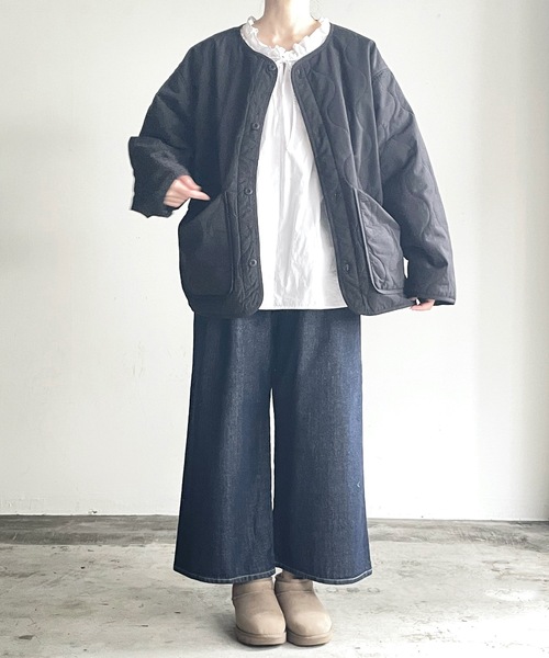 COMMON WARE（コモンウェアー）の「COMMONWARE:N/C RIPSTOP QUILTING LINER BLOUSON/NCリップストップ瓢箪キルトライナーブルゾン（ミリタリージャケット・レディース・ベージュ/ブラック/カーキ・L/XL/M）」の9枚目の写真