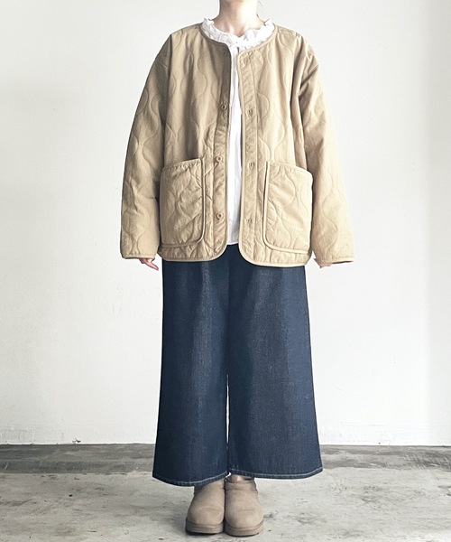 COMMON WARE（コモンウェアー）の「COMMONWARE:N/C RIPSTOP QUILTING LINER BLOUSON/NCリップストップ瓢箪キルトライナーブルゾン（ミリタリージャケット・レディース・ベージュ/ブラック/カーキ・L/XL/M）」の10枚目の写真