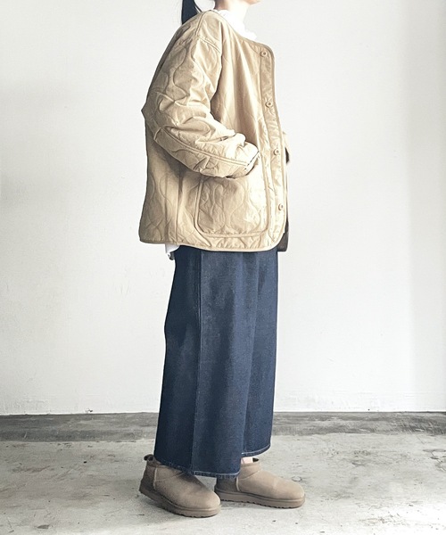 COMMON WARE（コモンウェアー）の「COMMONWARE:N/C RIPSTOP QUILTING LINER BLOUSON/NCリップストップ瓢箪キルトライナーブルゾン（ミリタリージャケット・レディース・ベージュ/ブラック/カーキ・L/XL/M）」の12枚目の写真