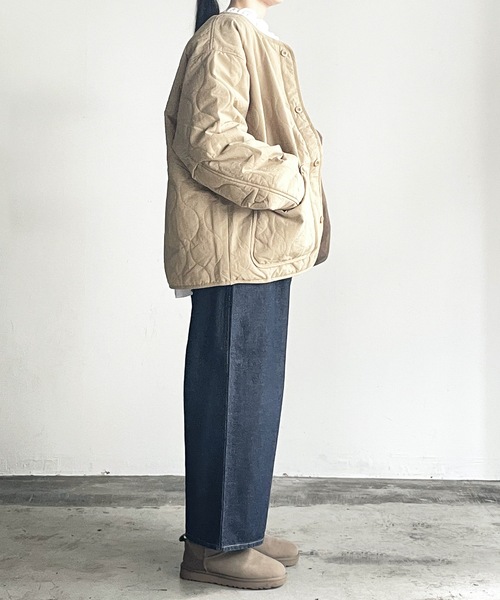 COMMON WARE（コモンウェアー）の「COMMONWARE:N/C RIPSTOP QUILTING LINER BLOUSON/NCリップストップ瓢箪キルトライナーブルゾン（ミリタリージャケット・レディース・ベージュ/ブラック/カーキ・L/XL/M）」の13枚目の写真