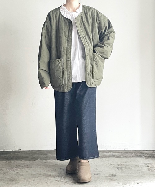 COMMON WARE（コモンウェアー）の「COMMONWARE:N/C RIPSTOP QUILTING LINER BLOUSON/NCリップストップ瓢箪キルトライナーブルゾン（ミリタリージャケット・レディース・ベージュ/ブラック/カーキ・L/XL/M）」の15枚目の写真