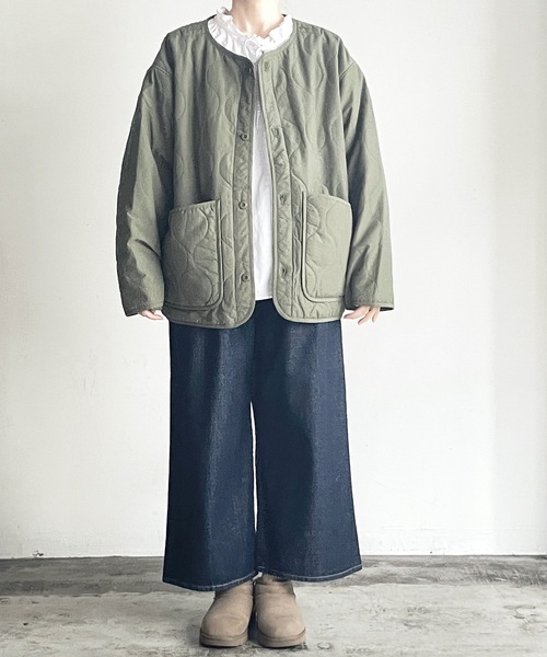 COMMON WARE（コモンウェアー）の「COMMONWARE:N/C RIPSTOP QUILTING LINER BLOUSON/NCリップストップ瓢箪キルトライナーブルゾン（ミリタリージャケット・レディース・ベージュ/ブラック/カーキ・L/XL/M）」の17枚目の写真