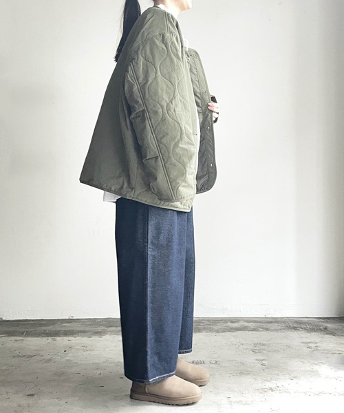 COMMON WARE（コモンウェアー）の「COMMONWARE:N/C RIPSTOP QUILTING LINER BLOUSON/NCリップストップ瓢箪キルトライナーブルゾン（ミリタリージャケット・レディース・ベージュ/ブラック/カーキ・L/XL/M）」の19枚目の写真