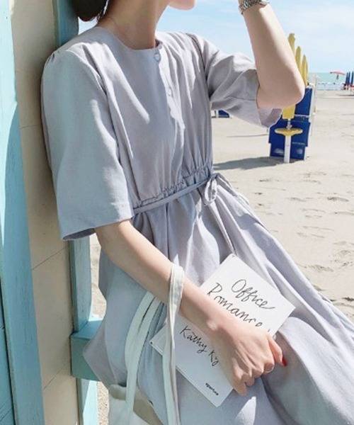 PRIVATE BEACH(プライベートビーチ)の「ウエストリボンスクエアネックワンピース(ワンピース・レディース・ネイビー/ベージュ/ライトブルー/ライトグリーン・S/M/L)」の16枚目の写真