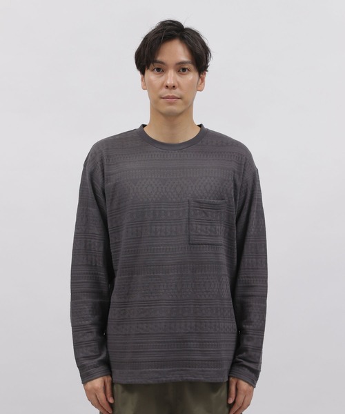 LAKOLE(ラコレ)の「TCジャカードロングTシャツ / 134893(Tシャツ/カットソー・メンズ・ホワイト/ネイビー/チャコール・X-LARGE/MEDIUM/LARGE)」の15枚目の写真