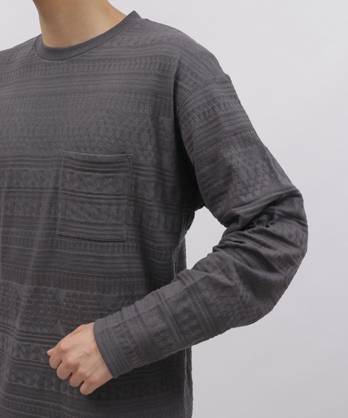 LAKOLE(ラコレ)の「TCジャカードロングTシャツ / 134893(Tシャツ/カットソー・メンズ・ホワイト/ネイビー/チャコール・X-LARGE/MEDIUM/LARGE)」の5枚目の写真