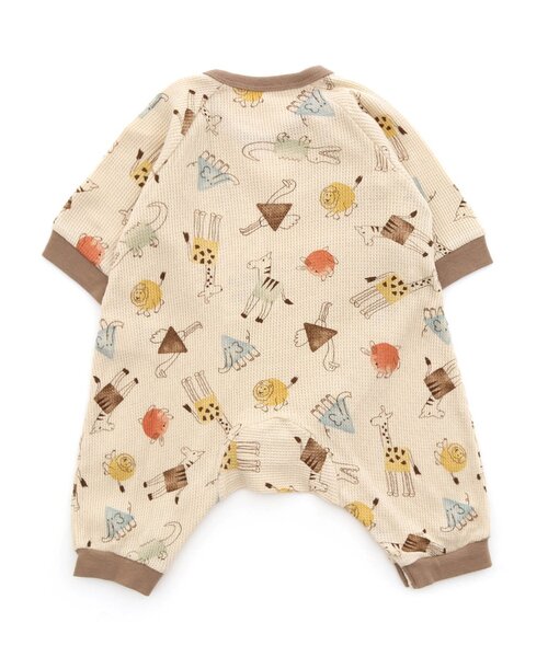 Ampersand（アンパサンド）の「どうぶつまるさんかくしかく柄カバーオール（ロンパース・キッズ・ベージュ/サックスブルー・80/70/60）」の3枚目の写真