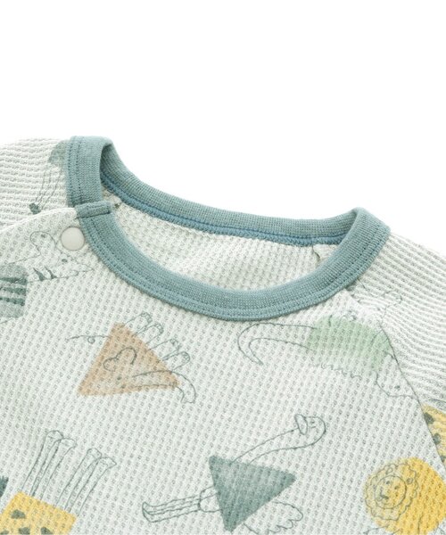 Ampersand（アンパサンド）の「どうぶつまるさんかくしかく柄カバーオール（ロンパース・キッズ・ベージュ/サックスブルー・80/70/60）」の5枚目の写真