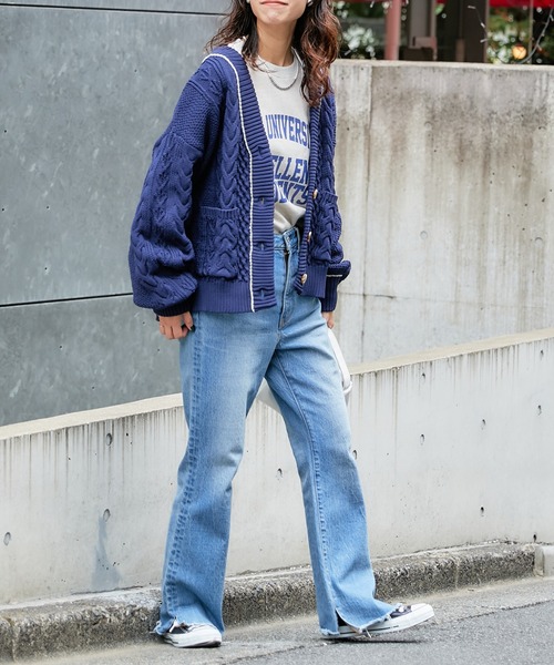 【美品】エアリースポンディッシュケーブルニットカーディガン CIAOPANIC TYPY（チャオパニックティピー）の「スポンディッシュ