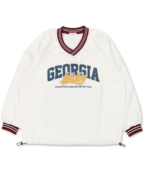 SPINNS（スピンズ）の「【ゆるシルエット】ラインロゴデザイン ナイロントップス（その他トップス・レディース・ブルー/ブラック/オフホワイト/ネイビー/ブラウン・ONESIZE）」の6枚目の写真