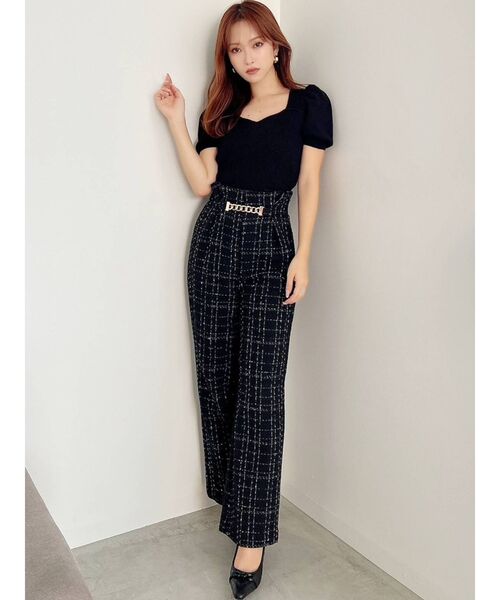 RESEXXY（リゼクシー）の「スクエアチェーンツイードハイウエストパンツ（その他パンツ・レディース・ホワイト/ブラック・FREE）」の14枚目の写真