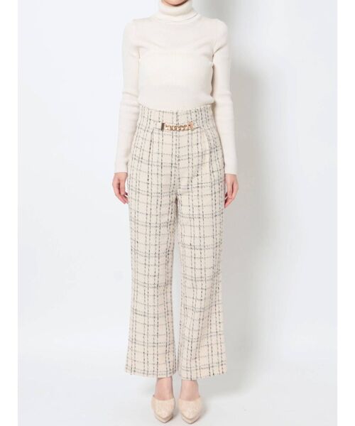 RESEXXY（リゼクシー）の「スクエアチェーンツイードハイウエストパンツ（その他パンツ・レディース・ホワイト/ブラック・FREE）」の6枚目の写真