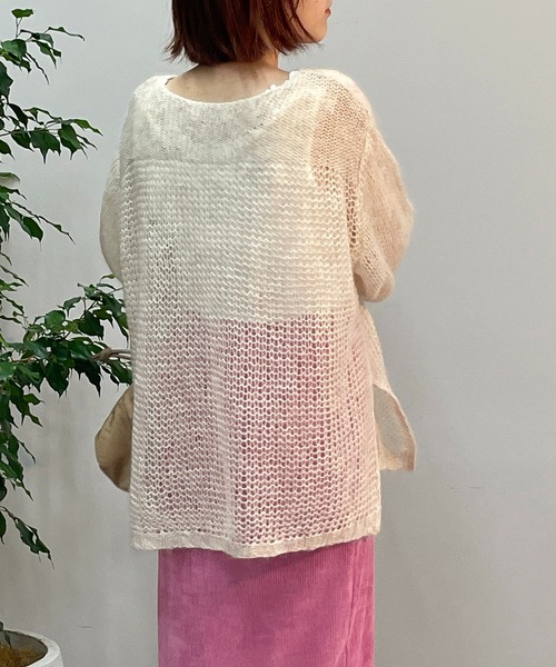un dix cors(アンディコール)の「ヘルシーな大人ニット モヘア混透かし編みニット(ニット/セーター・レディース・アイボリー/ミント/ブラック・FREE)」の12枚目の写真