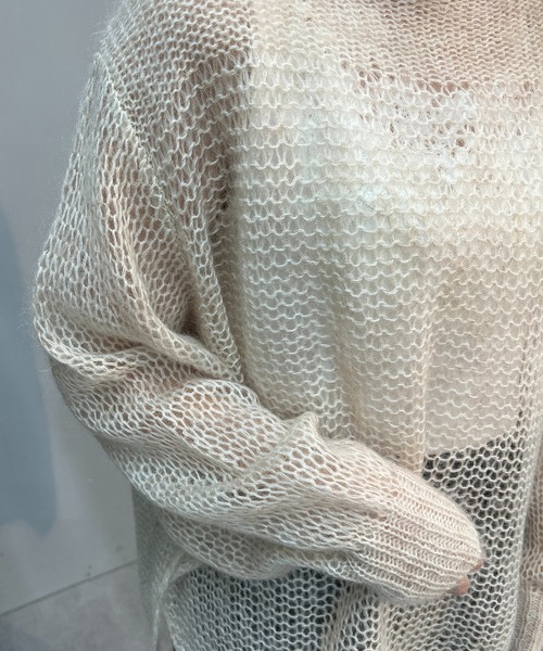 un dix cors(アンディコール)の「ヘルシーな大人ニット モヘア混透かし編みニット(ニット/セーター・レディース・アイボリー/ミント/ブラック・FREE)」の16枚目の写真