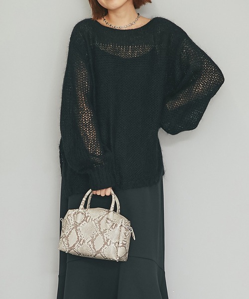 un dix cors(アンディコール)の「ヘルシーな大人ニット モヘア混透かし編みニット(ニット/セーター・レディース・アイボリー/ミント/ブラック・FREE)」の19枚目の写真