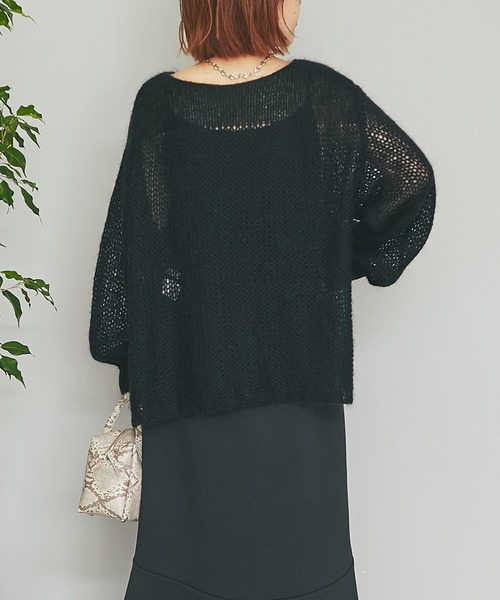 un dix cors(アンディコール)の「ヘルシーな大人ニット モヘア混透かし編みニット(ニット/セーター・レディース・アイボリー/ミント/ブラック・FREE)」の20枚目の写真