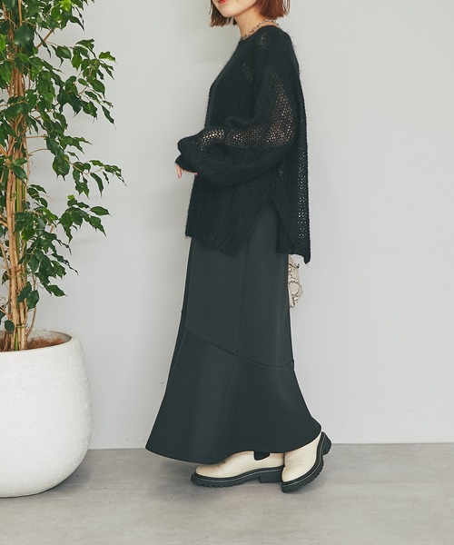 un dix cors(アンディコール)の「ヘルシーな大人ニット モヘア混透かし編みニット(ニット/セーター・レディース・アイボリー/ミント/ブラック・FREE)」の22枚目の写真