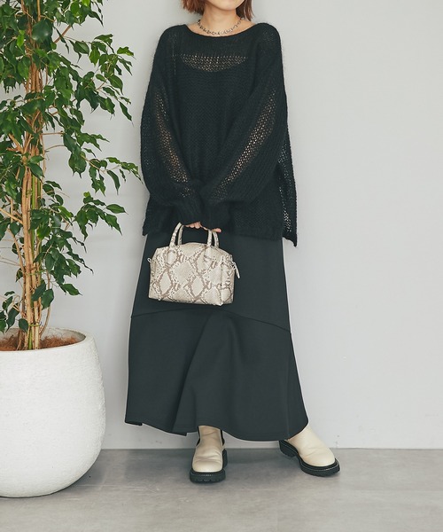 un dix cors(アンディコール)の「ヘルシーな大人ニット モヘア混透かし編みニット(ニット/セーター・レディース・アイボリー/ミント/ブラック・FREE)」の21枚目の写真