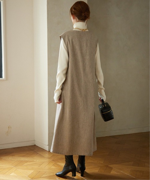 新品 SLOBE IENA PEヘリンボーンキーネックワンピース PEヘリンボーンキーネックワンピース SLOBE IENA 【公式通販】