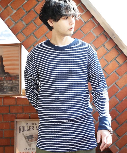 JEMORGAN(ジェーイーモーガン)の「JEMORGAN ワッフルボーダー長袖Tシャツ(Tシャツ/カットソー・メンズ・グリーン系その他/ワイン系/ネイビー系/グレー系その他・SMALL/MEDIUM/X-LARGE/LARGE)」の4枚目の写真